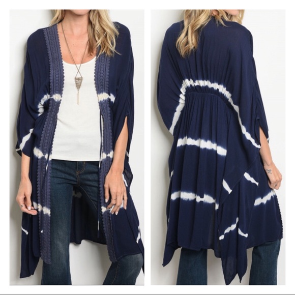 SALES ❗️Navy White Stripe Kimono - Picture 6 of 6